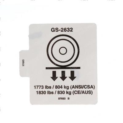 Picture of Decal - Max Wheel Load Gs-2632