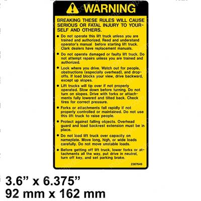 Picture of Decal - Safety Instructions